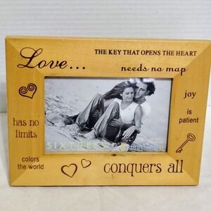 SixTrees Love Wood Expression Photo Frame 4x6 Rustic Romantic Home Decor‎